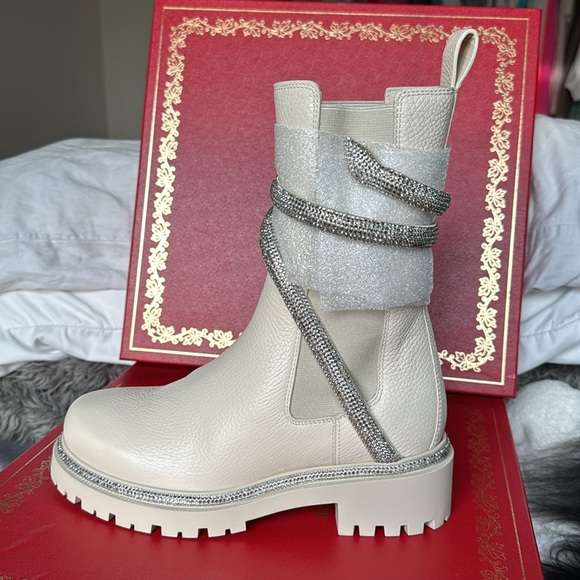 RENE CAOVILLA BOOTS WHITE IVORY WOMENS SIZE 35 5 - Picture 7 of 17